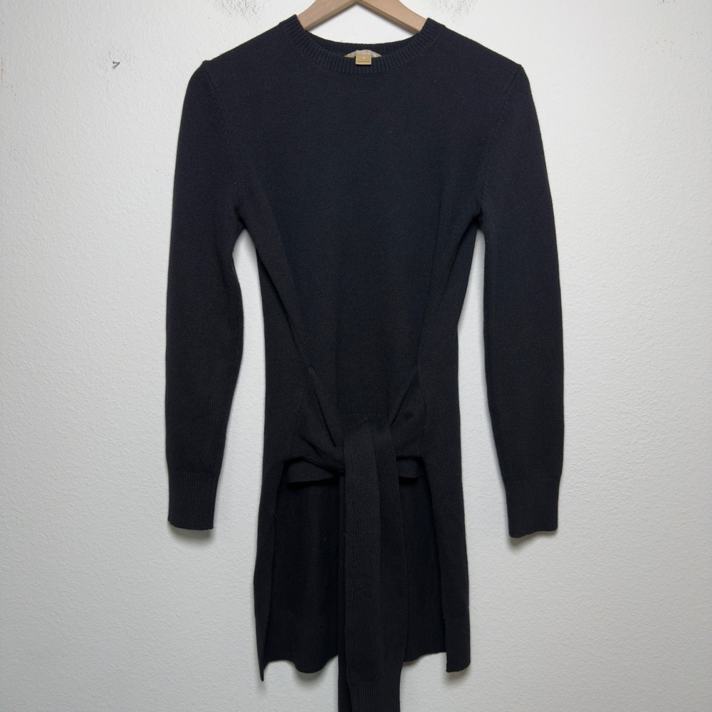 Michael Kors Collection Women 100% Cashmere Sweater Black Tie Waist Avant Guard
